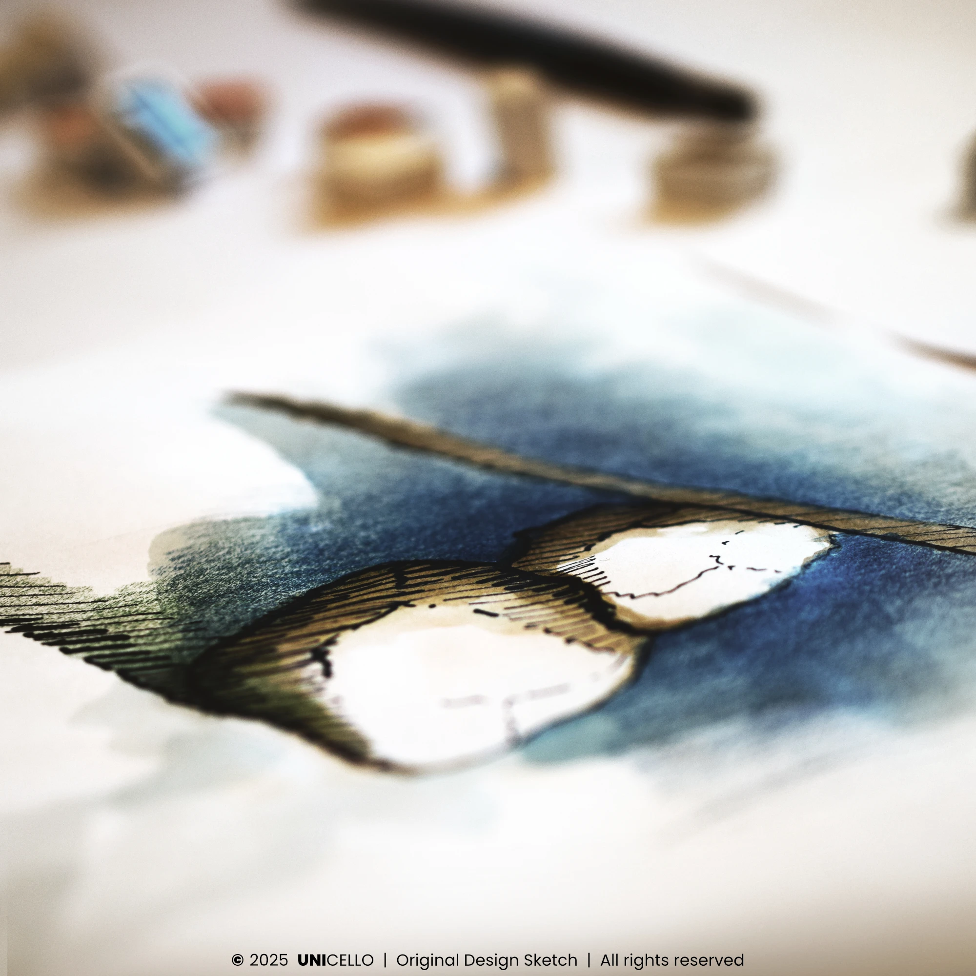 Studium formy stołu Terrano &ndash; autorski projekt Atelier UNICELLO